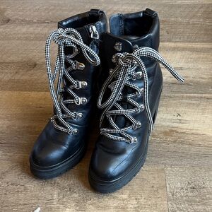 Rebecca Minkoff Black Lace-Up Boots